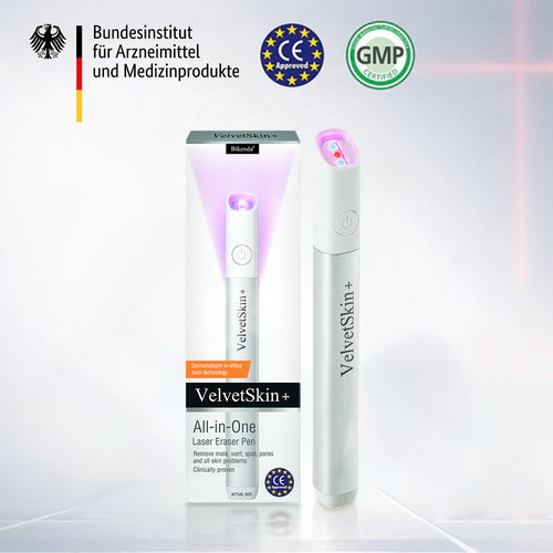 🇩🇪Bikenda® VelvetSkin+ All-in-One Laser Eraser Pen (mit CO₂-Lasertechnologie - entfernt effektiv Muttermale, Warzen, Hautanhängsel, Pigmentflecken und andere Hautunreinheiten)